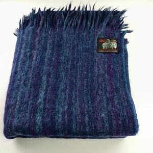 Vintage Alpaca Shop London Scarf/Blanket 59 x 59 Deep Blue-Teal-Plum Blend